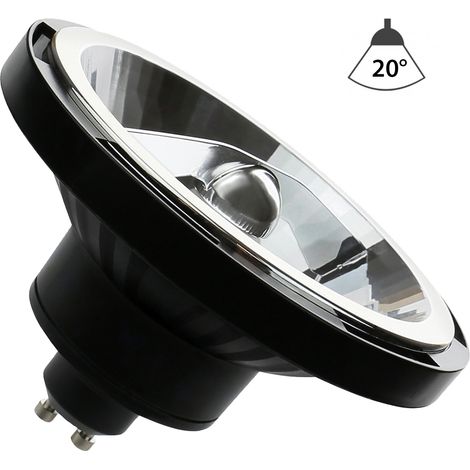 Spot LED AR111 douille GU10 10W Blanc Chaud, 3000K, Noir (1/4)