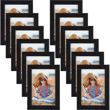 Cadre Photo 10x15 cm Noir Lot de 12, Cadre Multi Photo Mural ou à Poser pour Chambre, Bureau, Salon, Galerie et Cadeau (1/5)