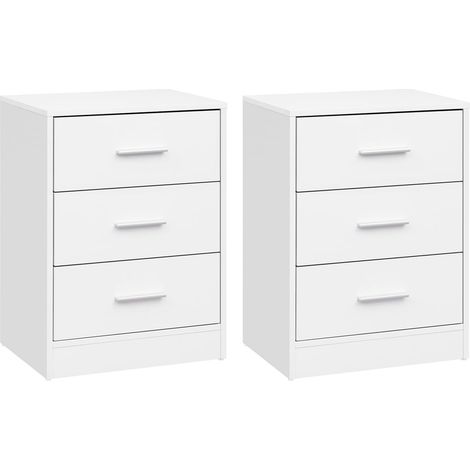 WOLTU 2x Simple 3-Drawer Vertical End Table for Living Room/Bedroom,White