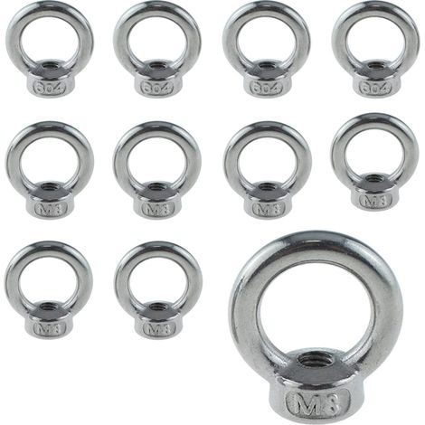 12Pièces M8 Écrou à Anneau,304 Acier Inoxydable, Accessoires de levage Câble de Montage Accessoires de levage,Pour Anneau de levage Pour Fixer des Ornements Suspendus (1/5)