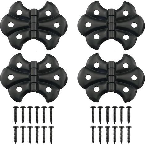 Lot de 4 charnières papillon noires pour porte d'armoire, mini charnières de style antique avec vis, 51 x 37 mm (1/5)