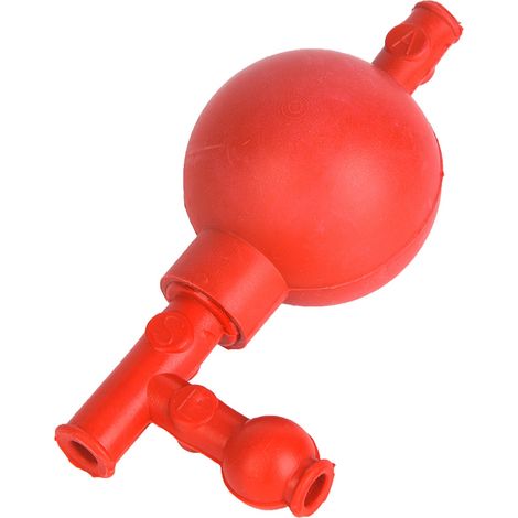 Poire à pipeter en caoutchouc rouge avec 3 ouvertures - Accessoire laboratoire sécurisé (1/5)