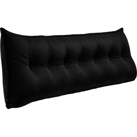 VERCART Cuscino da letto decorativo grande, cuscino da lettura con bottoni, cuscino per il corpo per chi dorme di lato, velluto nero, 200 x 8 x 50 cm (1/5)