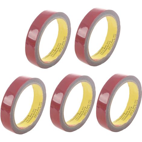 Rolle extra starkes, permanentes doppelseitiges Schaumstoffklebeband, rot, 20 mm x 3 Meter, für Fahrzeuge. (1/5)