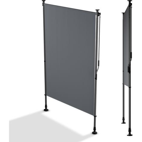 Juskys – Marquise verticale extensible 120x310 cm – Protection solaire et intimité – Tissu déperlant et résistant aux UV – Montage sans perçage, gris