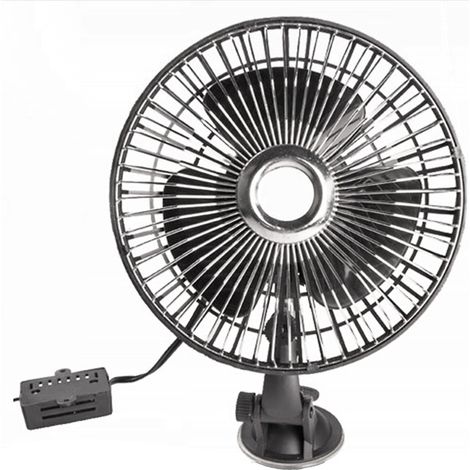 Ventilateur de voiture de 6 pouces avec ventouse puissant refroidissement automatique par circulation d'air rotatif à 360 ° pour véhicule automobile 12v pour berline à batterie unique petite camionnet (1/4)