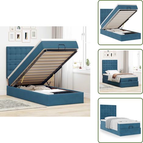 vidaXL Ottoman-Bett mit Matratzen Dunkelblau 100x200 cm Samt (1/5)