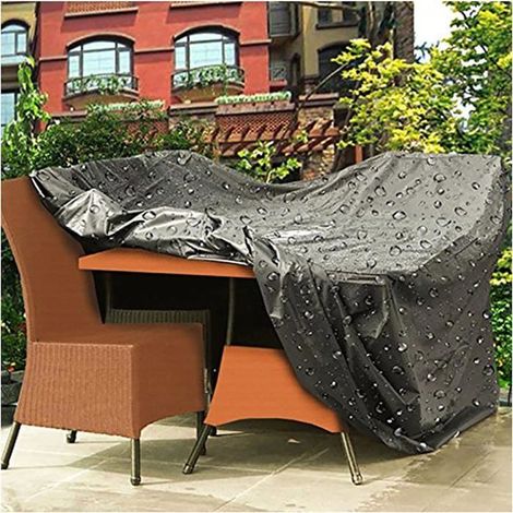 Housse de protection pour mobilier de jardin en tissu Oxford 210D (200 × 160 × 70 cm) : imperméable, coupe-vent, résistante aux UV et à la poussière. (1/5)