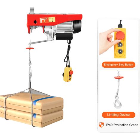 Elektrische Seilwinde, 220 V, 1600 W, 500 kg Tragkraft, 1000 kg Tragkraft, 12 m Kabel (1/5)