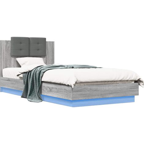 Bed Frame with Headboard Grey Sonoma Engineered Wood vidaXL (1/5)