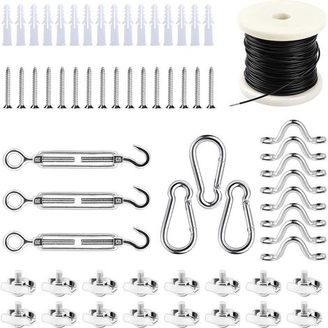 50M Kit de Câble Métallique,Câble en Acier Inoxydable Kit de Câbles en Acier Inoxydable,Câble Métallique Fixation,Câble Métallique en Acier Inoxydable,Câble Métallique - 9 (1/5)