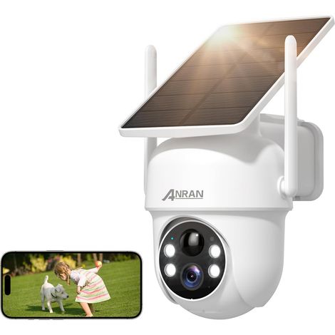 Caméra solaire extérieure 5MP – Caméra de sécurité WiFi 2.4G sur batterie, détection humaine PIR, surveillance domestique