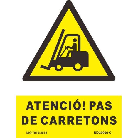 Señal en catalán ATENCIÓ PAS DE CARRETONS en tintas UV PVC 210 x 300mm SEKURECO (1/2)