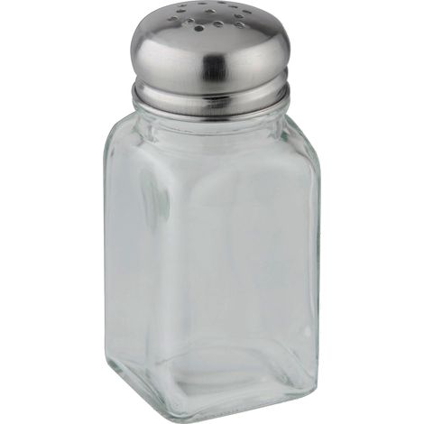 Salière ou poivrière de cuisine ou table en verre avec couvercle en acier inoxydable, capacité de 75 ml