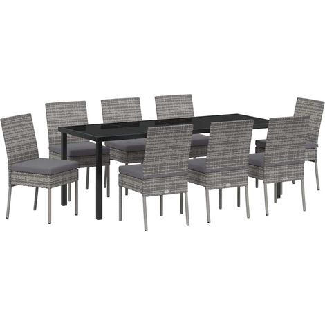 Maison Exclusive - Garten Essgruppe 9 pcs Grau Pulverbeschichtete