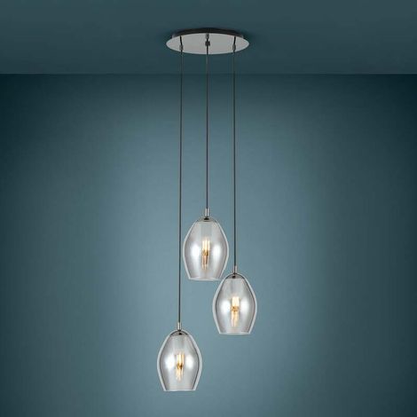 [GEBRAUCHT] B-Ware Eglo Pendelleuchte Estanys 3 Flammig Pendelleuchte Deckenlampe Lampe Rauchgrau (1/2)