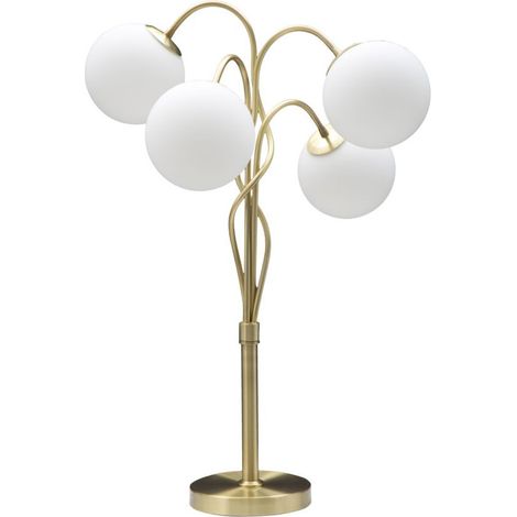 Lampe à Poser Design 4 Sphères "Glamy" 74cm Blanc & Or (1/5)