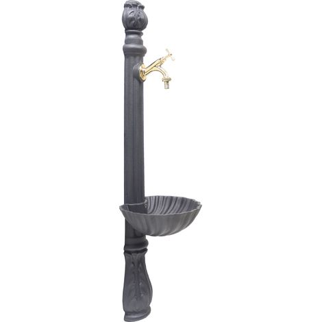 Fontana a colonna Osiride per casa giardino colore grigio ghisa con vasca con rubinetto in ottone a scelta : lucido mod.303L (1/2)