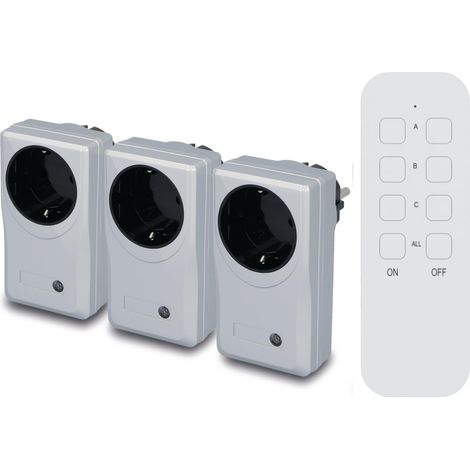 Unitec 48111 - Presa con telecomando, 3 prese e un telecomando, colore: Argento (1/5)