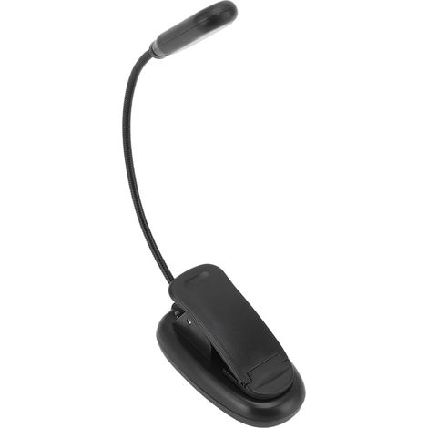 LED-Leseleuchte mit Einzelklemme, USB-wiederaufladbare Schreibtischlampe, Schreibtischlampe für Studentenwohnheime, Klavierlampe mit Notenclip, Modell 601 schwarz, 5 Einzellampen, 3 Farben. (1/5)