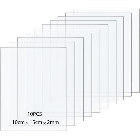 10 pièces 150 x 100 x 2 mm Plaque Acrylique Transparente, Feuille de Plastique Plaque Transparent pour Remplacement du Verre du Cadre Photo, DIY Projets, Peintures (1/5)