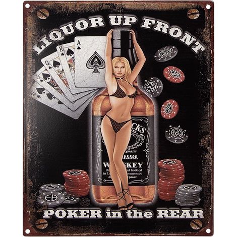Plaque Décorative Vintage en Fer Noir 20x25 cm pour Décoration Murale Poker et Boisson - PANGIVO