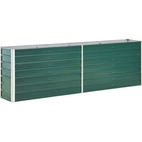 Jardinière lit surélevé plantes fleurs jardin acier galvanisé 240 x 40 x 77 cm vert (1/5)