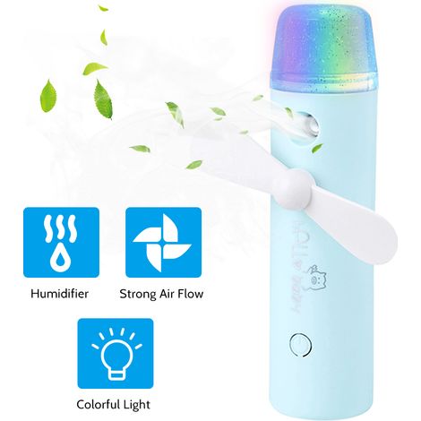 Ventilatore nebulizzatore portatile, piccolo ventilatore tascabile, mini ventilatore umidificatore ricaricabile tramite USB, per uso interno ed esterno. (1/5)