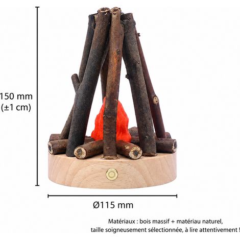 Veilleuse LED feu de camp circulaire à branches PLA couleur bois naturel avec bruit blanc batterie intégrée 15 × 14 × 17,5 cm 600 g – Livraison gratuite (1/3)