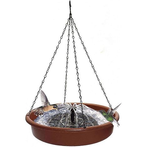 Fontaine à oiseaux suspenduerobusteavec arroseur solaire sur pied et pompe. (1/5)