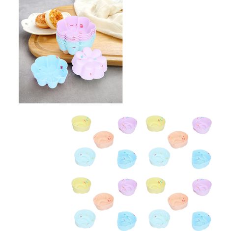 Set mit 20 Silikon-Muffinformen, Mini-Kuchenformen, Gebäckformen, weißen Geleepulver-Puddingformen, rosa Blumen-Set (20-teilig) (1/5)
