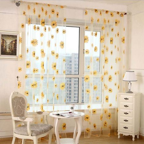 Beyamis Voilage tournesol – 1x2,7m, polyester, 2 panneaux, salon/chambre (1/3)