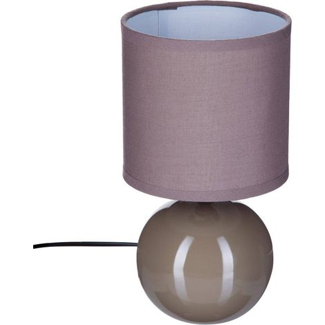 Lampe en Céramique Pied Boule Taupe brillant - Atmosphera