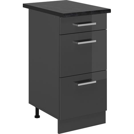 Meuble cuisine R-Line, Anthracite Haute brillance, 40cm avec tiroirs, PT Anthracite, Vicco (1/5)