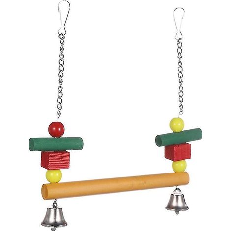 Perchoir à oiseaux Perroquet Balançoire en bois Blocs colorés Jouets à mâcher pour conure Perruche