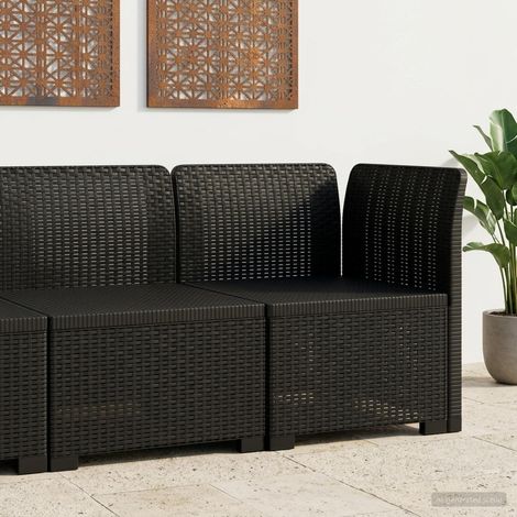 Canapé de Jardin 1 Place Look Rotin en PP Anthracite Fauteuil d'Angle Extérieur - PANGIVO (1/5)