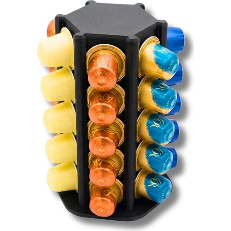 Organisateur de capsules de café, capacité de 30 capsules, couleur noire, pour plan de travail de cuisine, bar à café, bureau ou hôtel.-AquaForge (1/5)