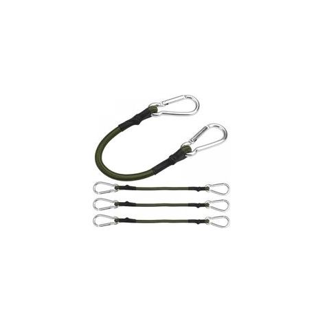 Lot de 4 tendeurs élastiques 30cm – Caoutchouc haute qualité – Mousquetons en aluminium – Pour sécuriser bagages et objets en extérieur