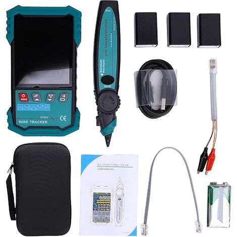 RJ45 Tester, RJ45 Cable Tester, Network Cable Tester with POE Voltage Detection, Cable Tracker, RJ45 Length Measurement (400 m), Cable Crossing Test, Flashing Port Indicator (1/5)