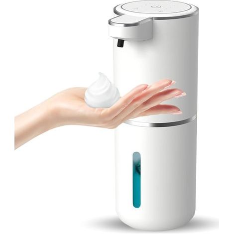 Automatischer Seifenspender, berührungsloser Schaumseifenspender, nachfüllbarer 400-ml-USB-Spender mit Wandhalterung, 4 Stufen, einstellbarer Bewegungssensor, wasserdichte Pumpe (weiß) (1/5)