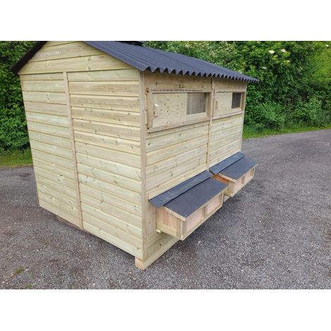 Buttercup Large Poultry Shed with nest boxes for chickens, ducks. Coop for up to 50 chickens. Pressure Treated Timber