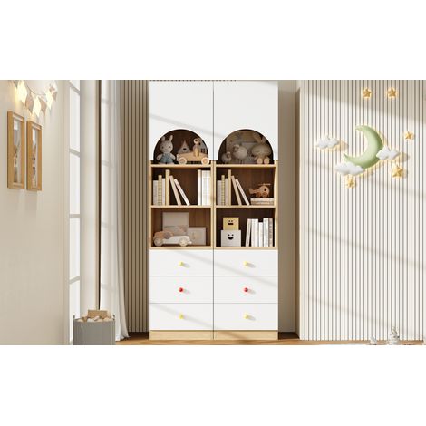 Îlot de cuisine mobile 143x80 cm MDF blanc, plateaux rabattables gain de place - CHICFURN (1/5)
