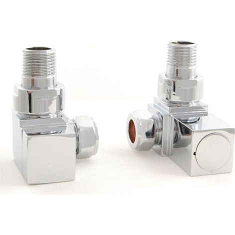 West Cubex Square Corner Radiator Valves Pair Chrome (1/5)