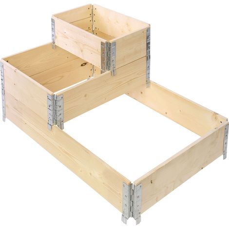 Garronda Carré Potager surélevé en Bois Naturel – Set de 3 bacs potagers modulables pour Jardin, Plantes, Fleurs, Herbes, Fruits et légumes GD-0140 (120x80x20 cm, 80x60x20 cm, 60x40x20 cm)