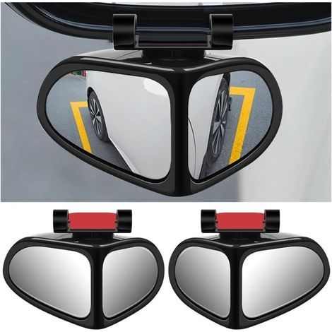 2-in-1 Blind Spot Mirror for Car, 360 Degree Adjustable Rotation Wide Angle Rearview Mirror, Universal HD Auxiliary Car Mirror for Vehicle, Truck, SUV (Black) (1/3)