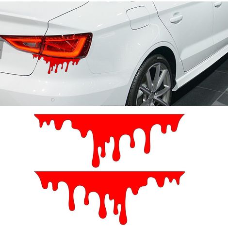 Autocollants sanglants pour véhicules (5 pièces) - Autocollants réfléchissants effet sang pour véhicules (5 pièces) - Autocollants pour pare-chocs et carrosserie - Personnalisation automobile (1/3)