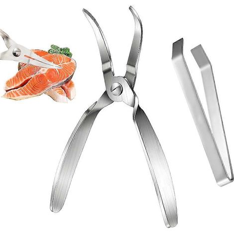 Fischgrätenzange aus lebensmittelechtem Edelstahl 304, ideal zum Entgräten aller Fischarten. (1/5)