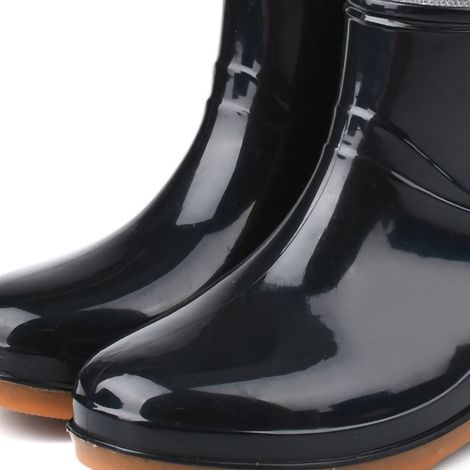 Bottes de Pluie Femme PVC Antidérapantes Courtes Tête Ronde - Noir 36, Modèle Arc Texturé pour Jardinage, DIY et Travail, Bottes Imperméables avec Semelle Flexible et Matériau Écologique (1/4)