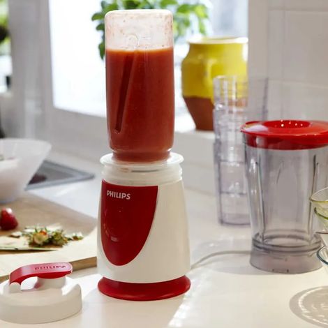 Mini blender 350W plastique sans BPA blanc gris 0,6L + gourde (1/5)