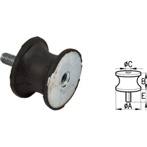 Support anti-vibration, filetage non articulé 8MA mâle d'un côté femelle de l'autre